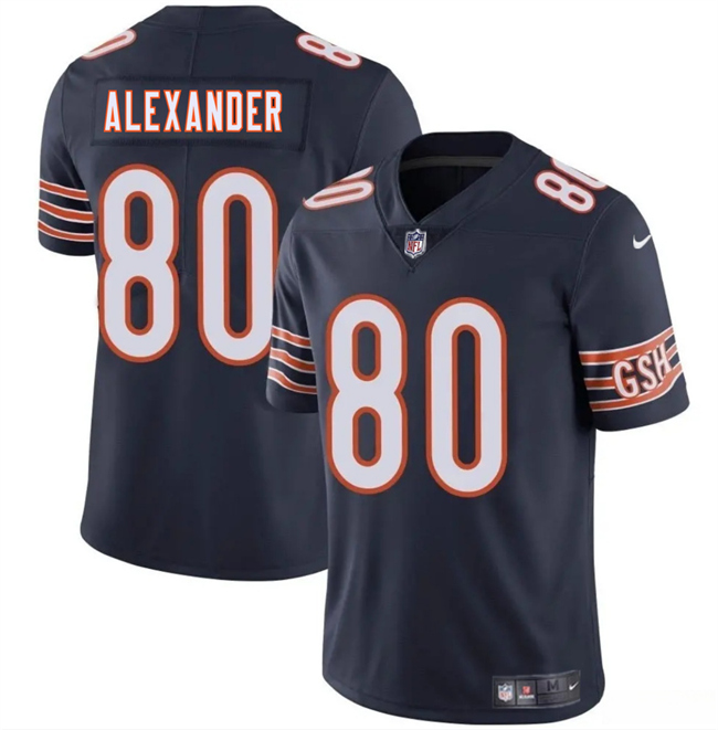 Men's Navy Chicago Bears #80 Maurice Alexander 2025 Vapor Stitched Football Jersey